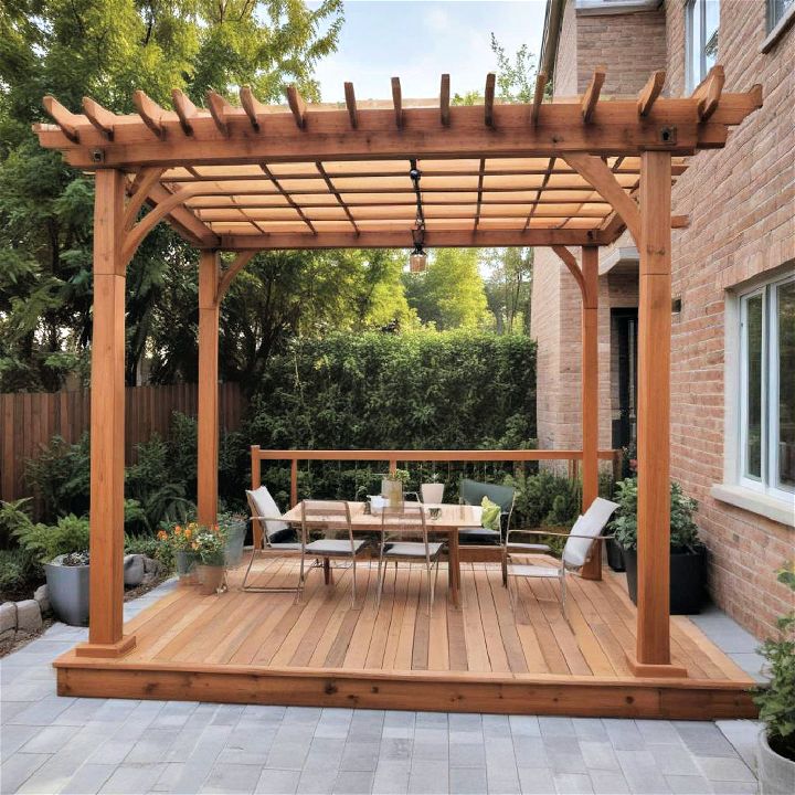 backyard wooden pergola deck