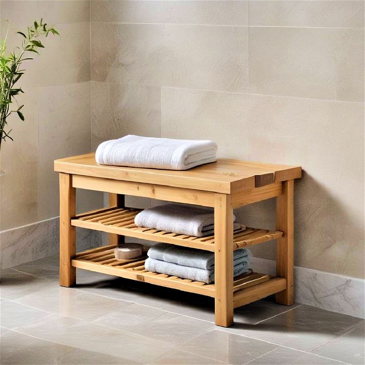 bamboo shower storage bench