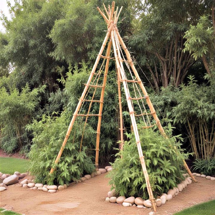 bamboo teepee trellis for a natural look