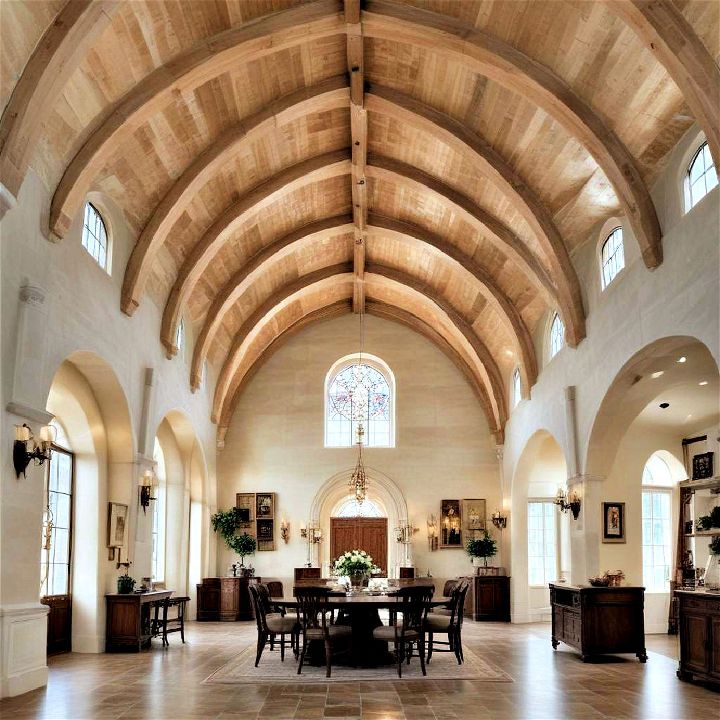 barrel vaulted ceiling for a dramatic effect