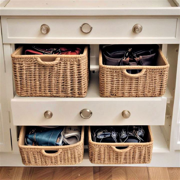 basket drawers for keeping your purses