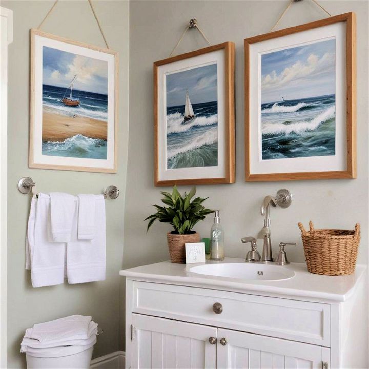 bathroom coastal artwork