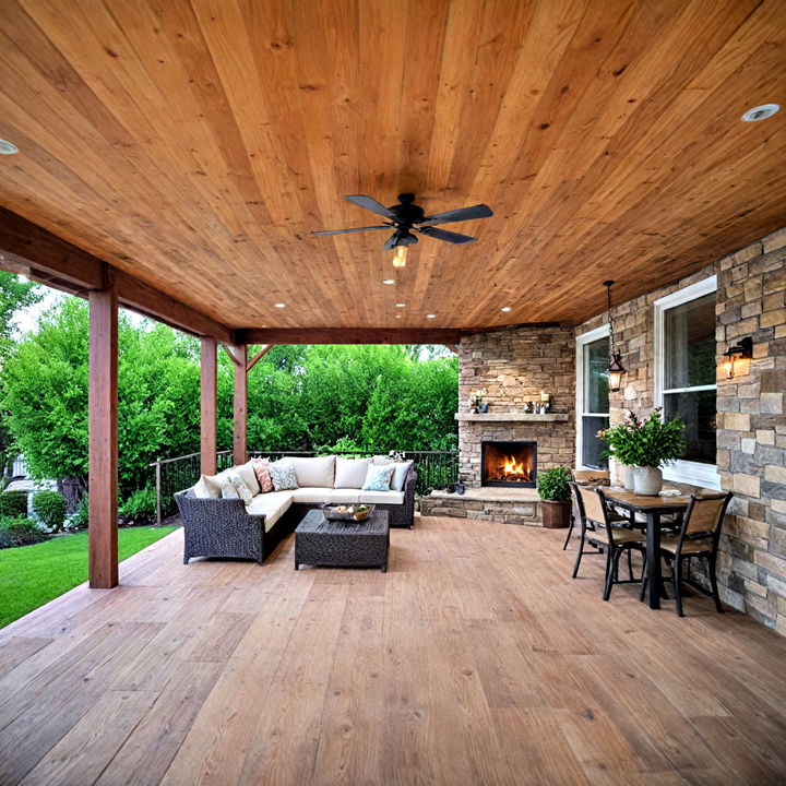 beautiful and durable cedar plank ceiling