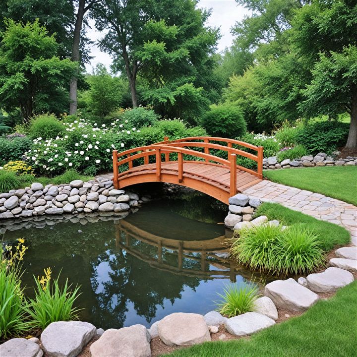 beautiful and unique bridged pond