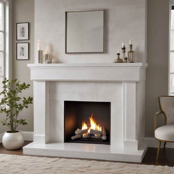 beautiful pearl white fireplace