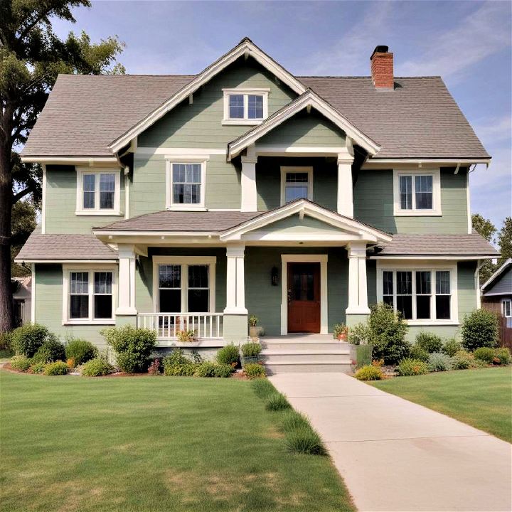 beautiful sage green exterior house paint