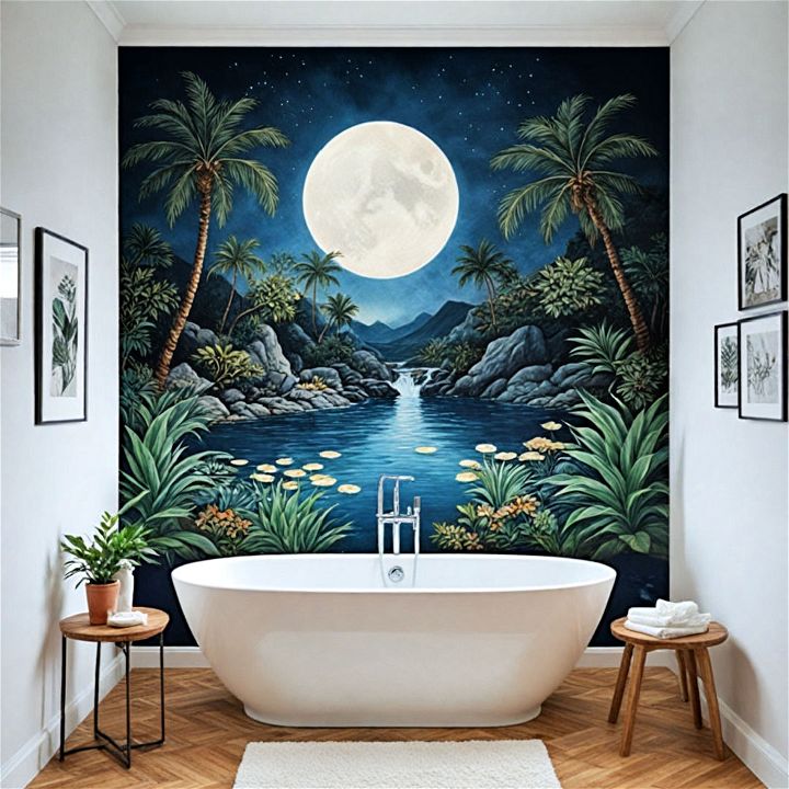 beautiful wallpaper mural for bathroom