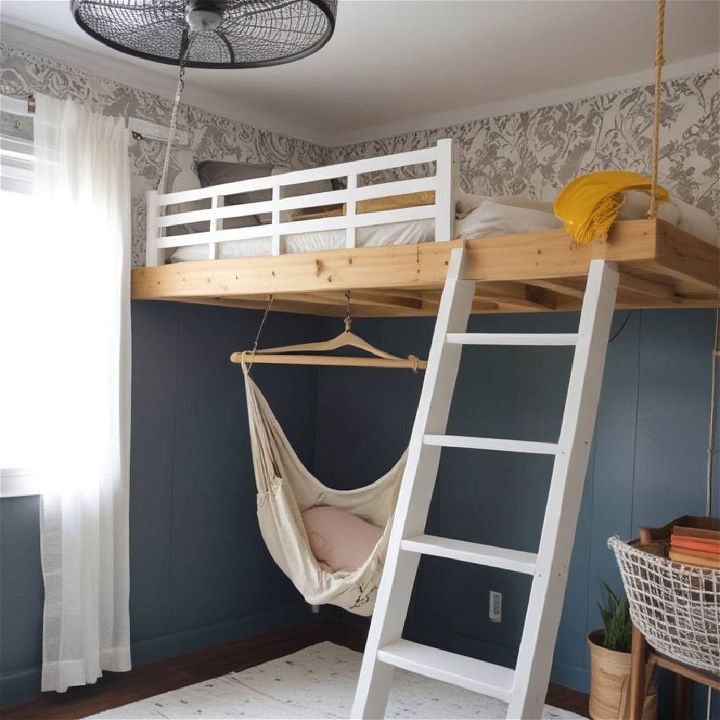 bed hanging from the ceiling