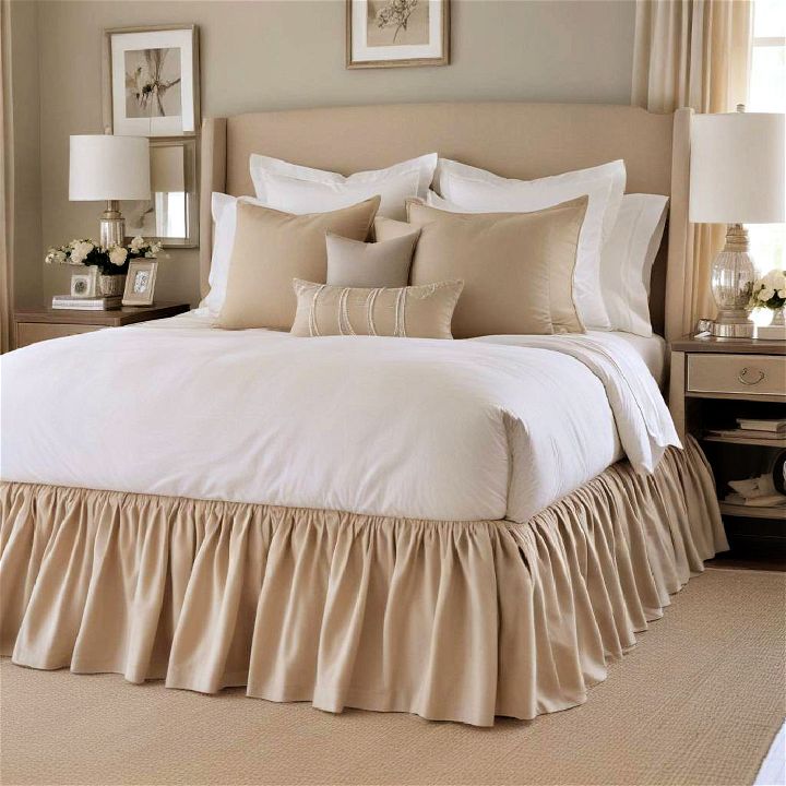 beige bed skirts
