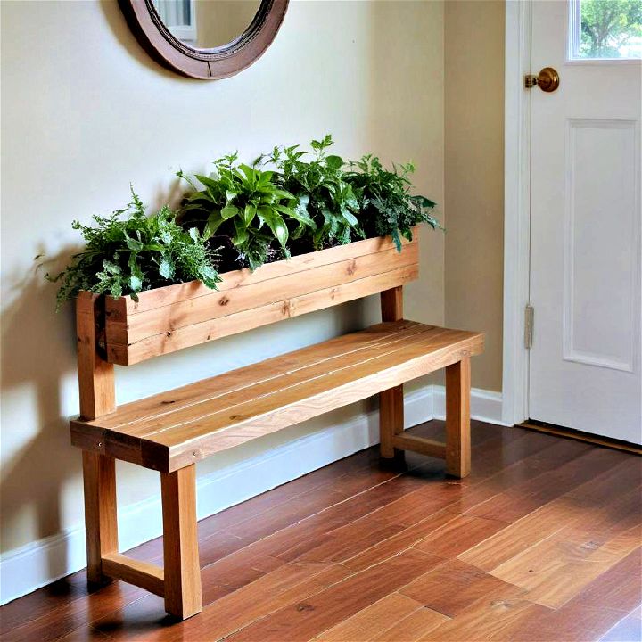 bench with fresh and vibrant planter