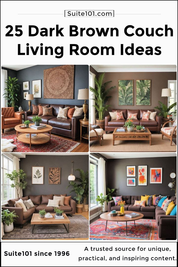 best dark brown couch living room ideas