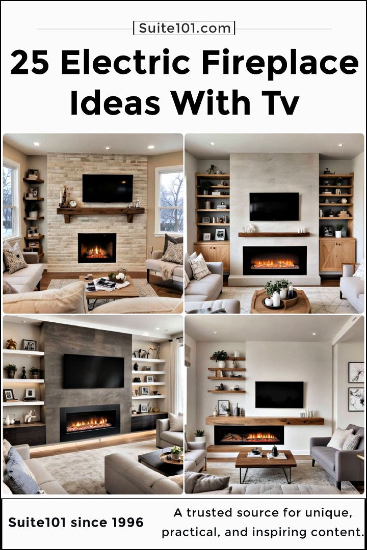 best electric fireplace ideas with tv above