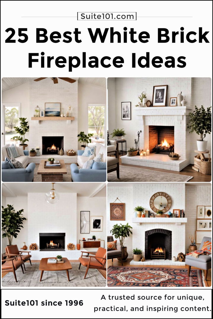 best white brick fireplace ideas