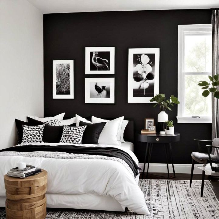 black and white accent wall