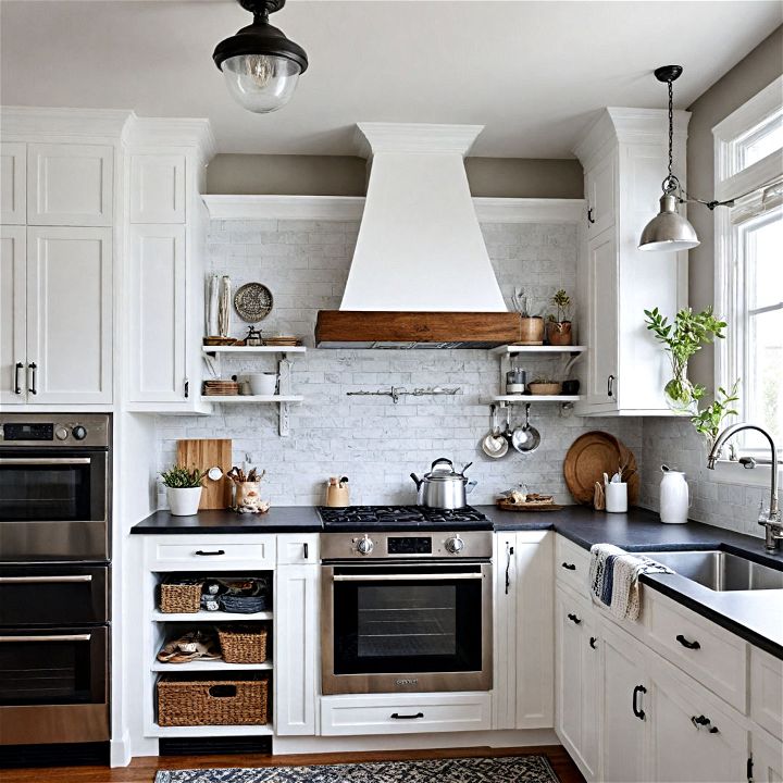 black and white coastal kitchen