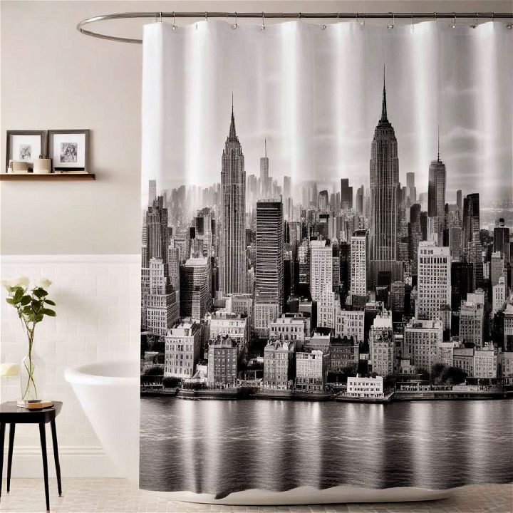 black and white photo shower curtain