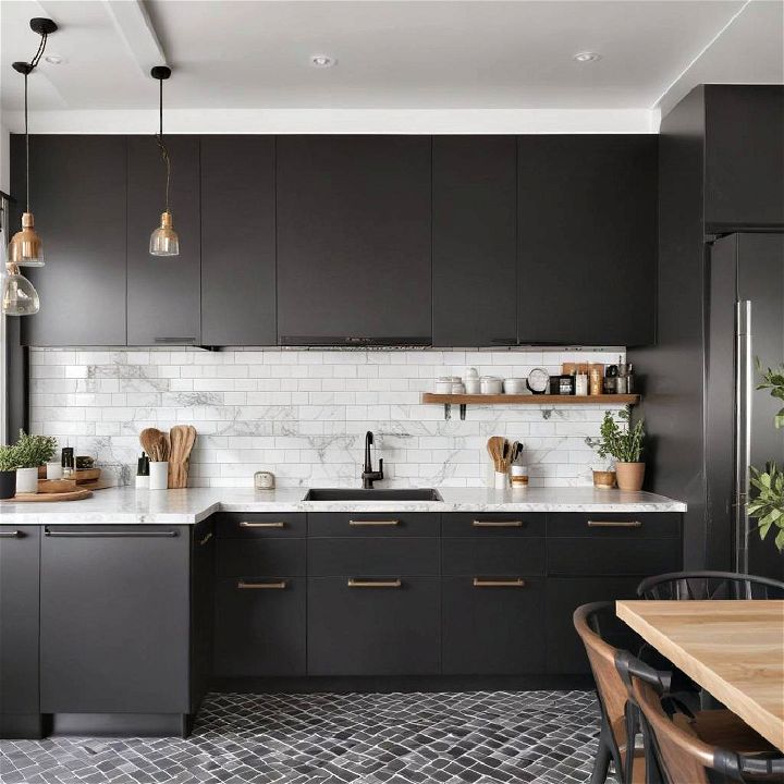 black and white textured layers kitchen