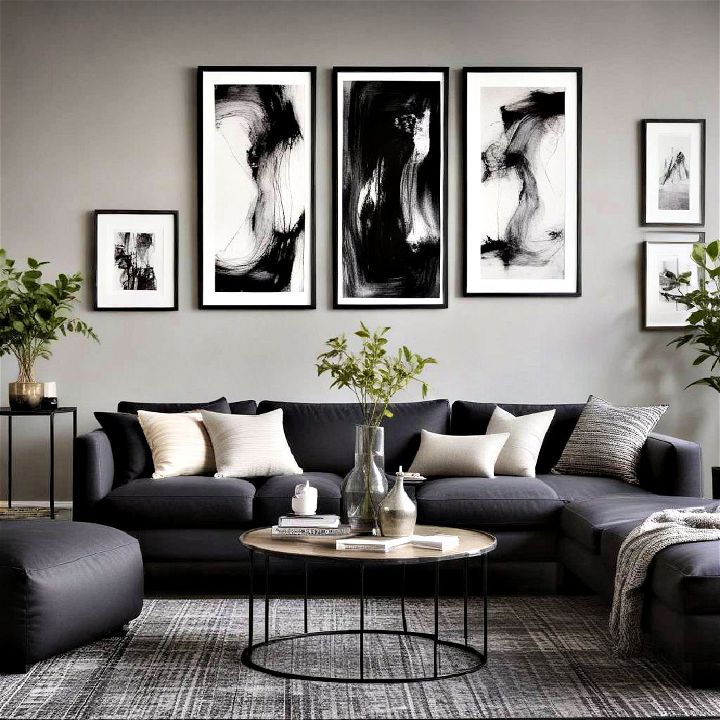 black artwork for living room