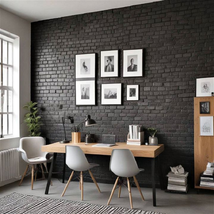 black brick accent wall