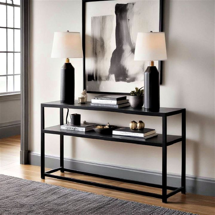 black console table to display decor