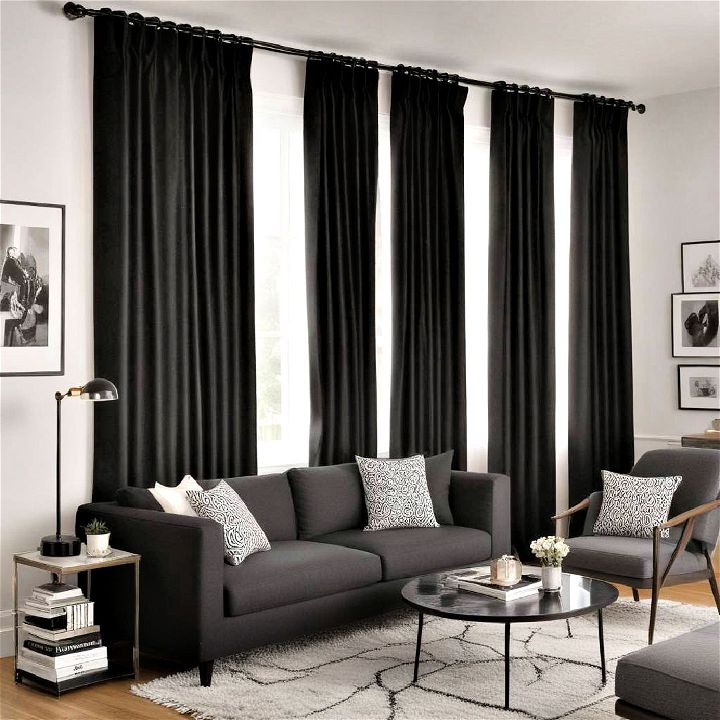 black curtains to enhance privacy