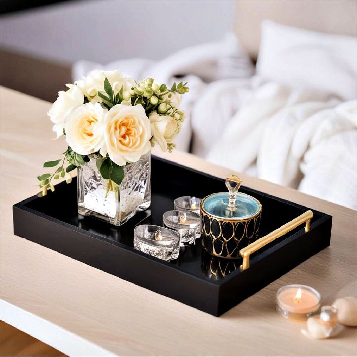 black decorative tray