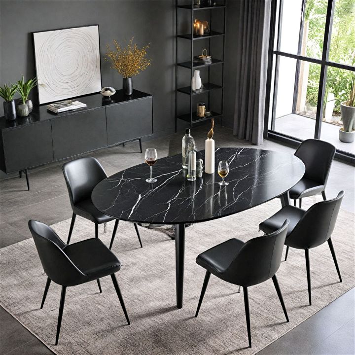 black dining table to create a cohesive look