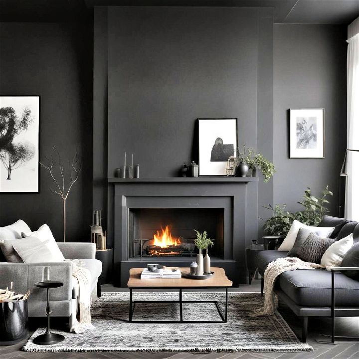 black fireplace for living room