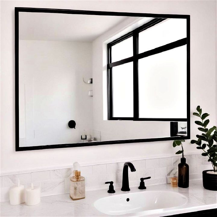 black framed mirror to enhance brightness