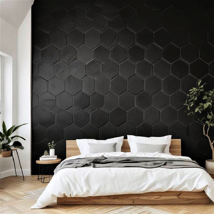 black hexagon tiles for bedroom