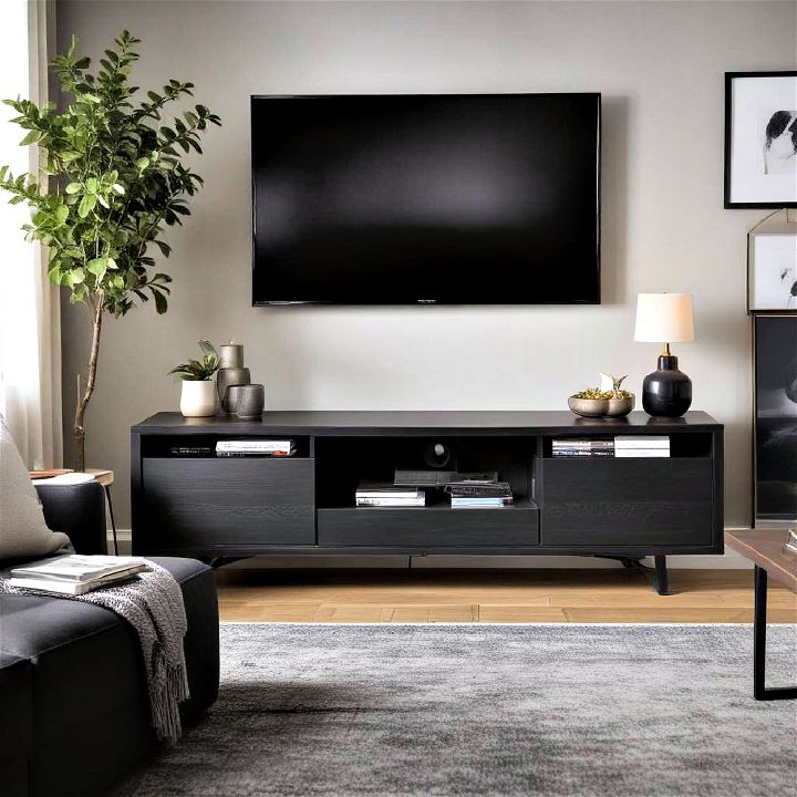 black tv stand for additional storage