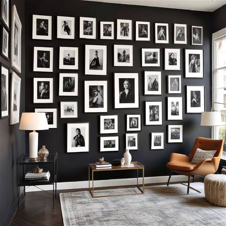black wall with art gallery