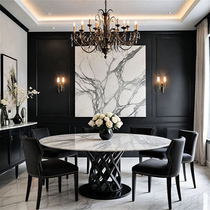 black with marble accents for a high end look