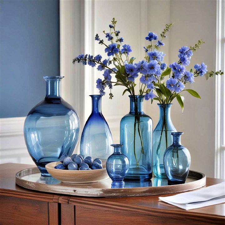 blue glass accessories for decoration