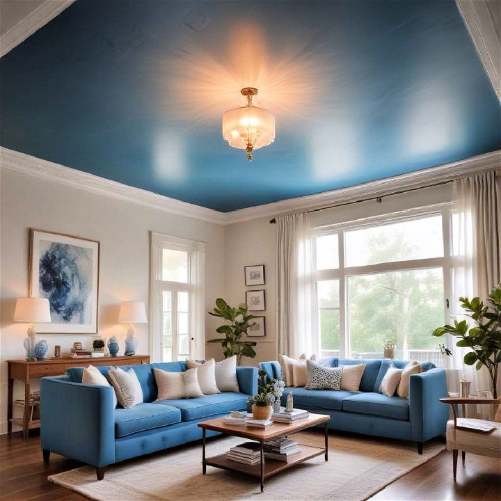 blue ombre ceiling for living room