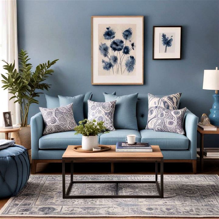 blue throw pillows to add comfort