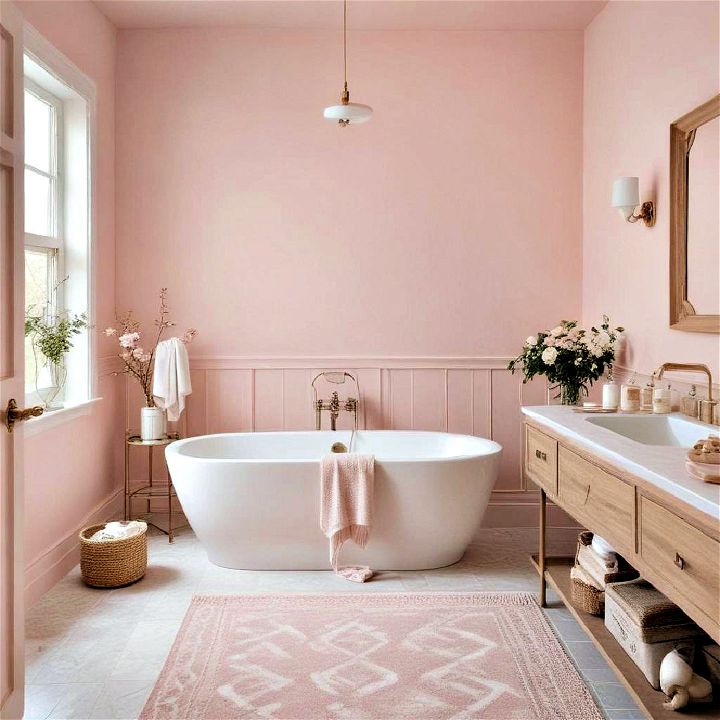 blush pink bathroom walls