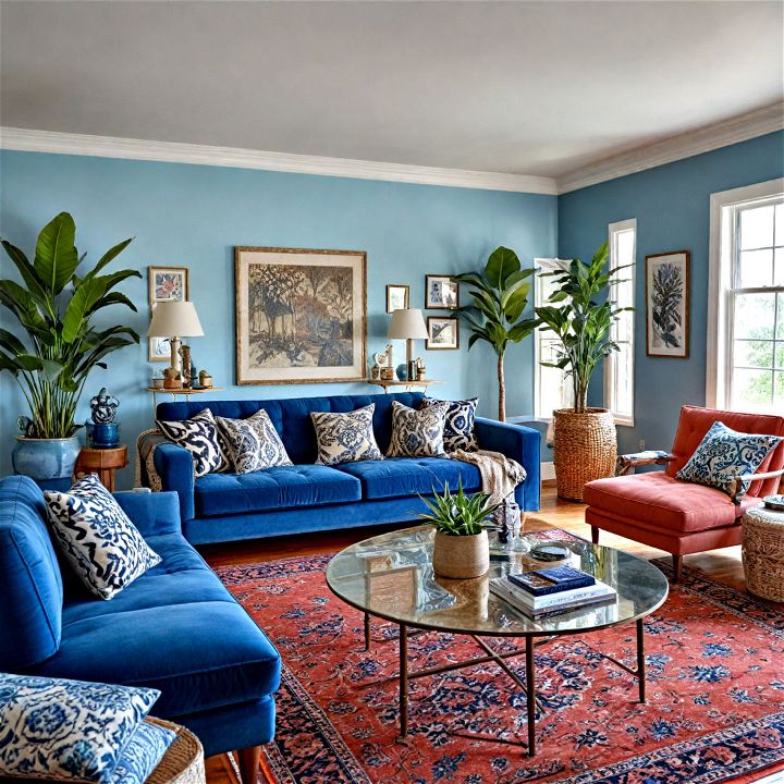 bohemian blue living room
