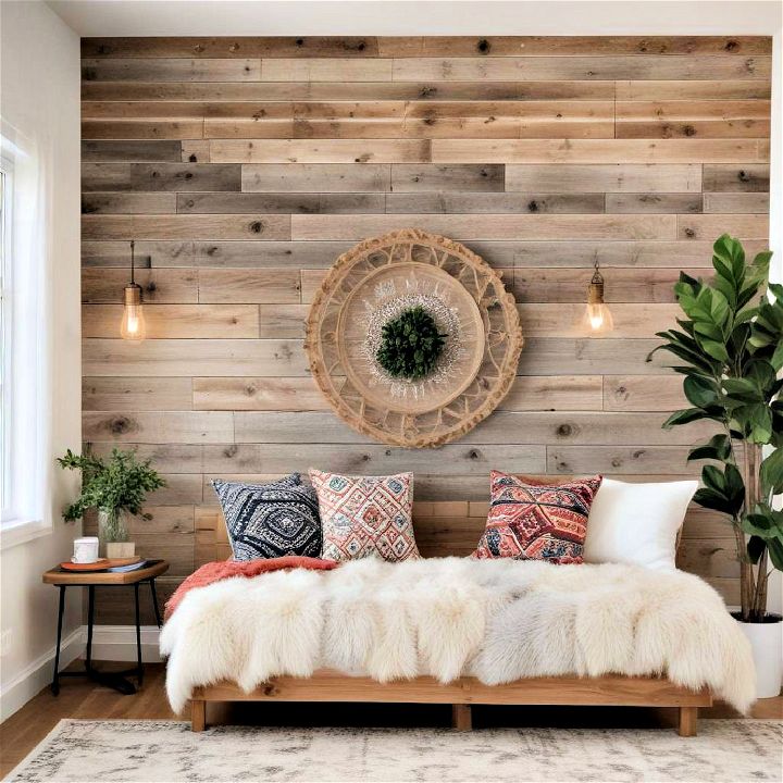 bohemian shiplap accent wall