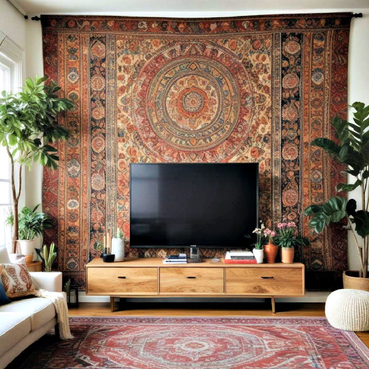 bohemian tapestry backdrop with vibrant colors