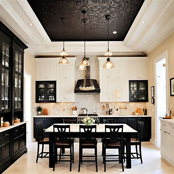 bold and beautiful black painted ceiling