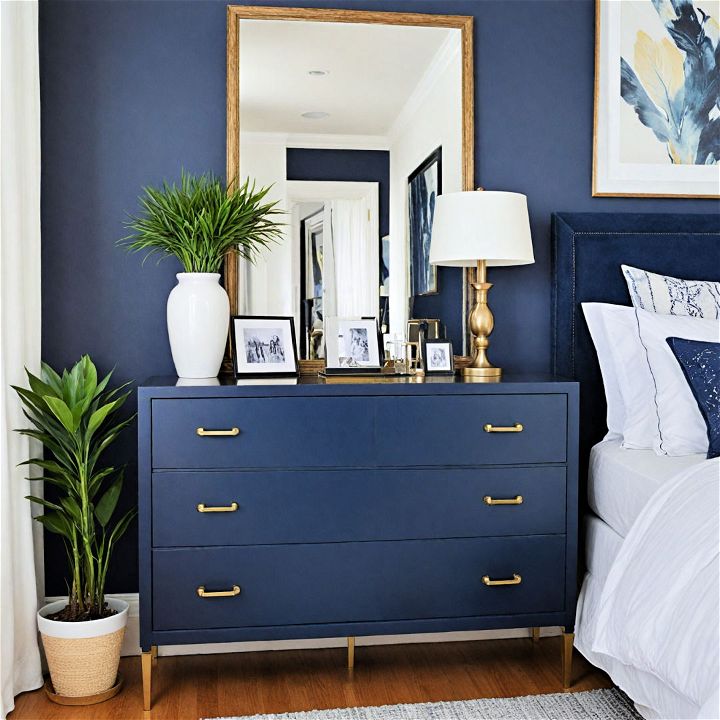 bold and classic navy blue dresser