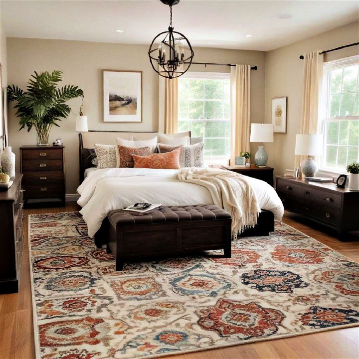 bold area rugs for master bedroom