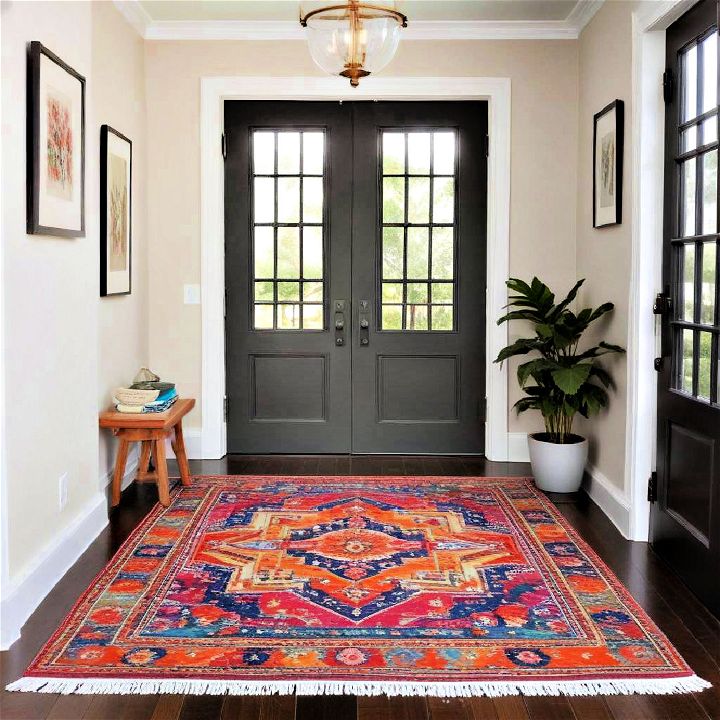 bold colorful entryway rug