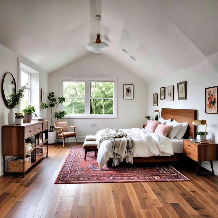 bold flooring for low slopped ceiling bedroom