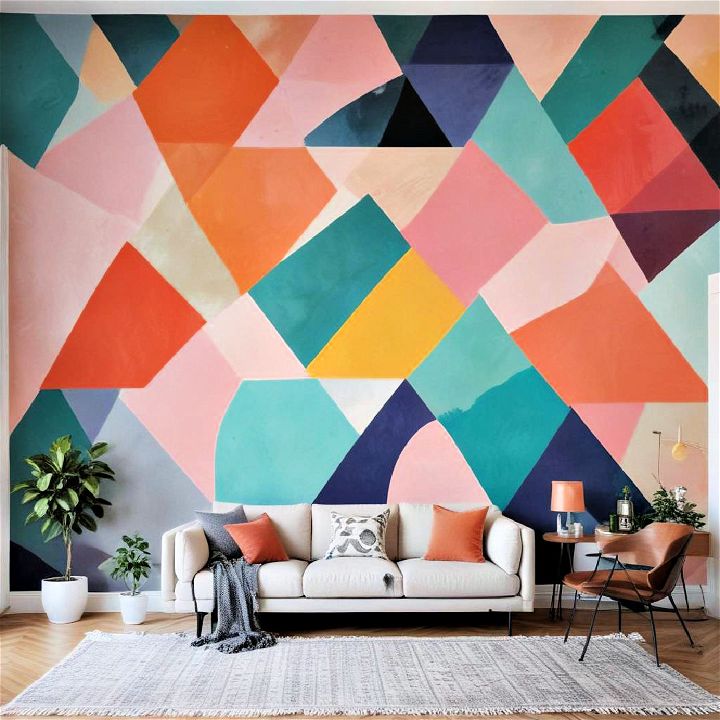 bold geometric mural