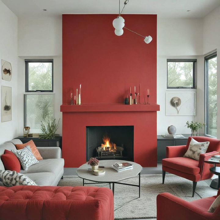 bold red fireplace