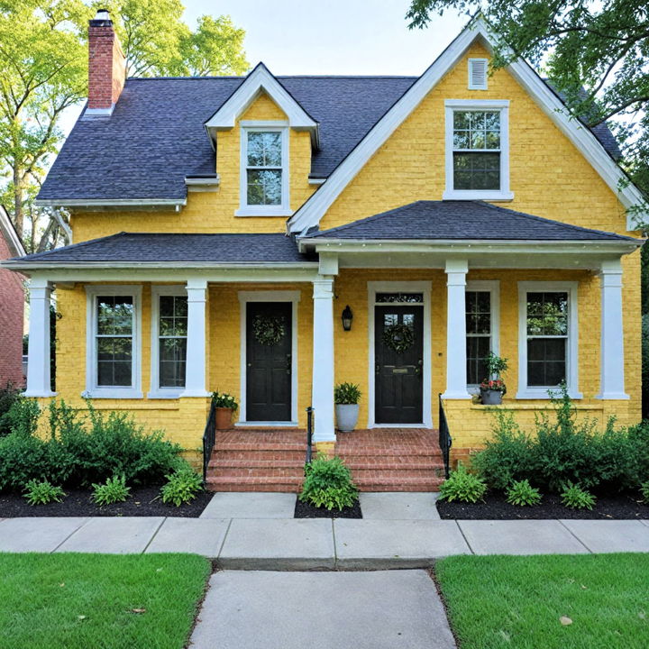 bold yellow color brick house