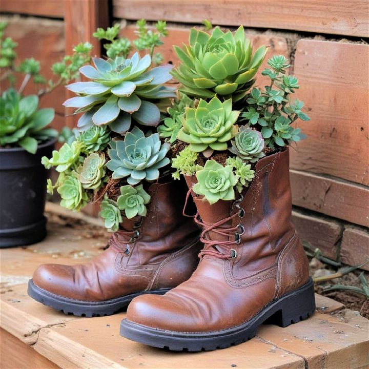 boot planters for outdoor succulent container