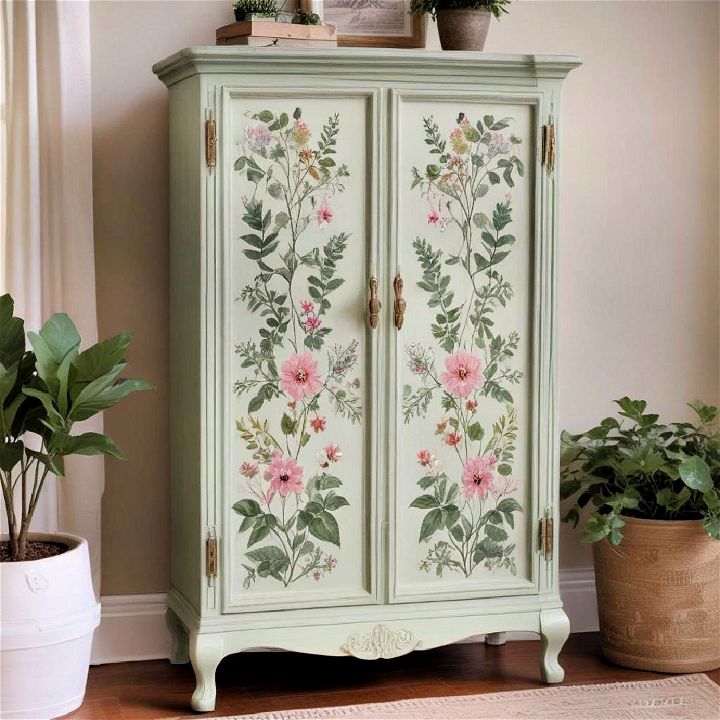 botanical painted armoire design